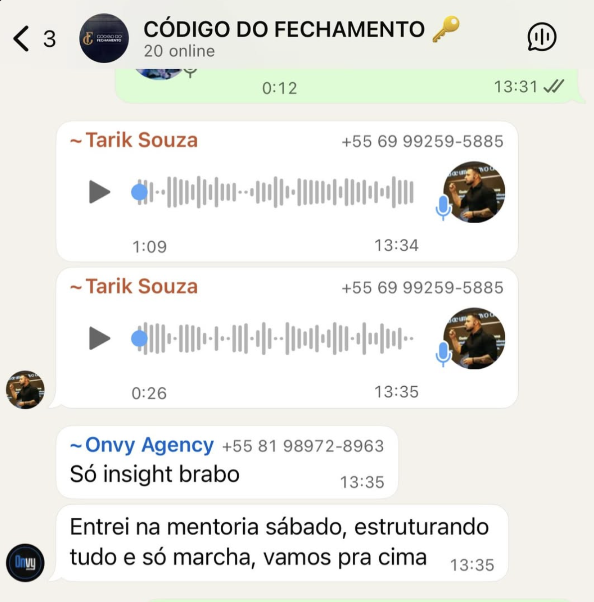 Feedback de aluno do Código do Fechamento 8