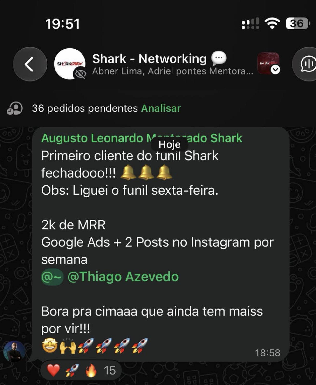 Feedback de aluno da Shark Crew 7