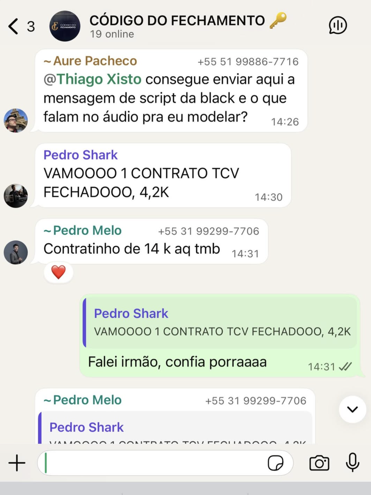Feedback de aluno do Código do Fechamento 9