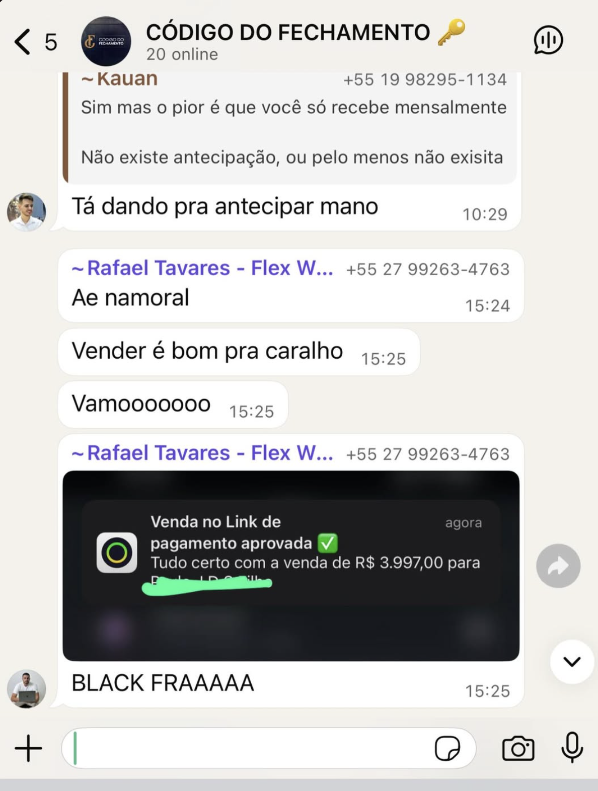 Feedback de aluno do Código do Fechamento 2